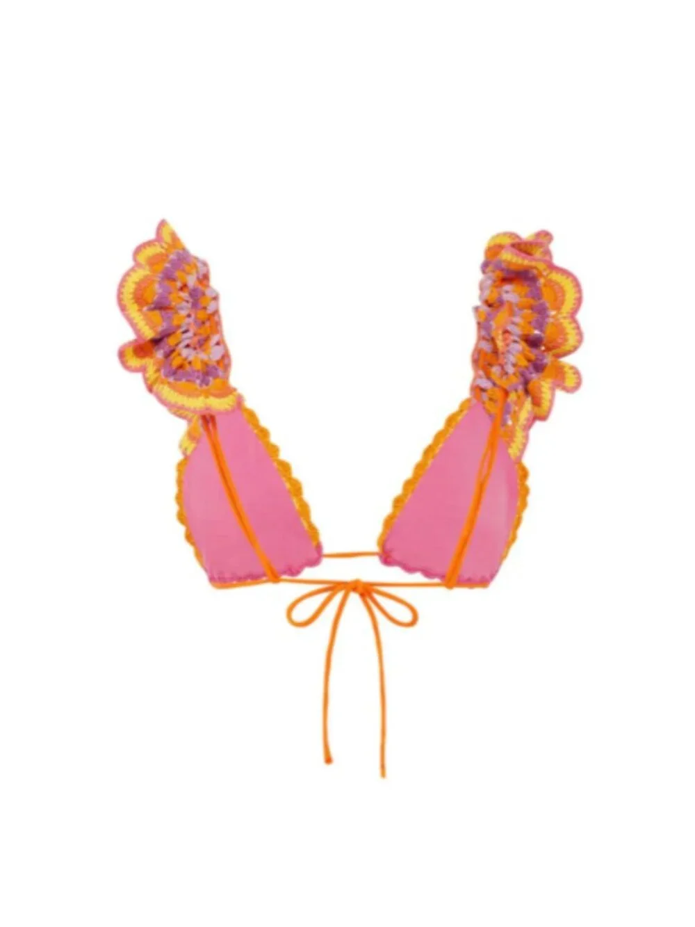 Free People It's Now Cool the Crochet Frill Pink Bikini Top & Bottom Size S/M